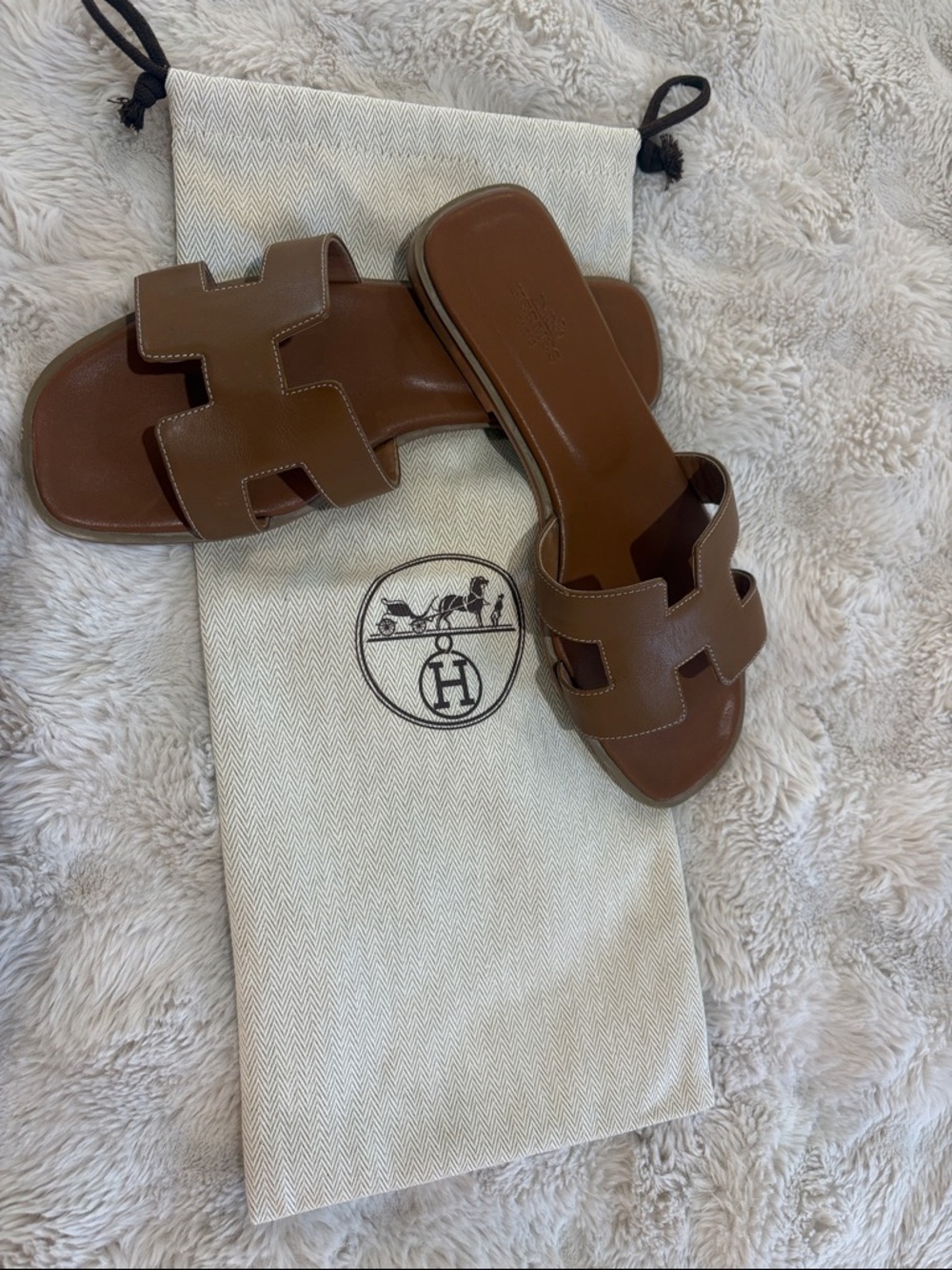 Hermes inspired brown Oran Leather Slide Sandals - Women's❤️